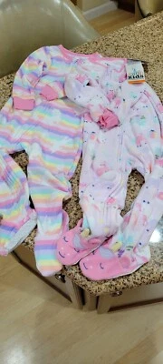 Pacote com 2 cobertores de pijama Kids Headquarters NOVO arco-íris unicórnios 2T, zíper - Imagem 1 de 4