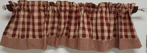 Park Designs-York In Wine Valance Burgundy & Tan Check Border 72x15 -9 Avail - Picture 1 of 10