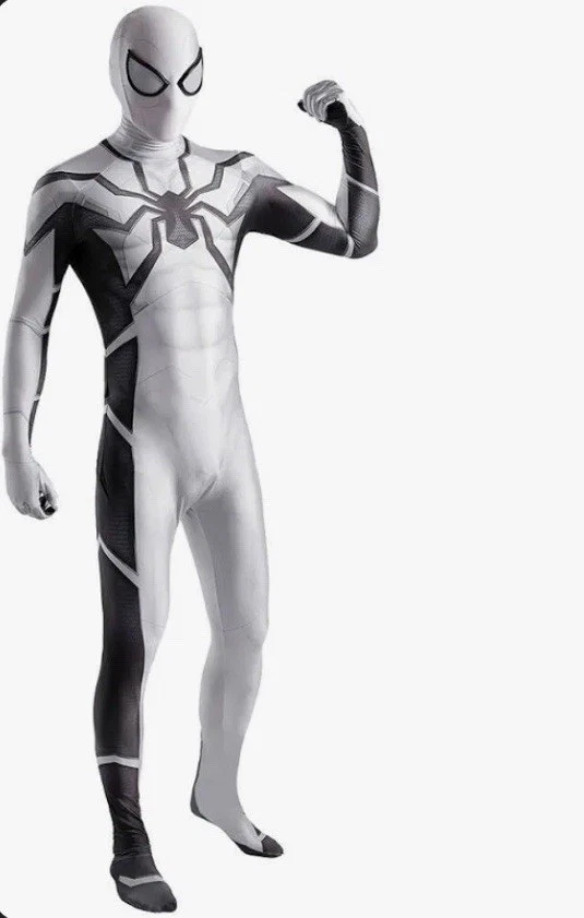 NEW White Future Foundation Spiderman Bodysuit Cosplay Kids Costume Size M/130 - Image 1 of 4