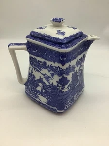 Vtg Ringtons Limited Tea Merchants Blue Willow Square Teapot 7 1/2” Grannycore - Picture 1 of 7