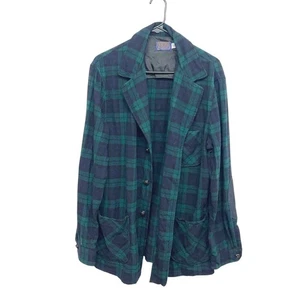 Pendleton Wool Plaid Blazer Jacket Green Blue Heritage Western Academia L - Picture 1 of 7