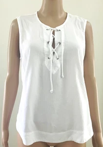 Cloth & Stone weiße ärmellose Bluse mit Schnürung Tank Größe Large Large - Bild 1 von 6