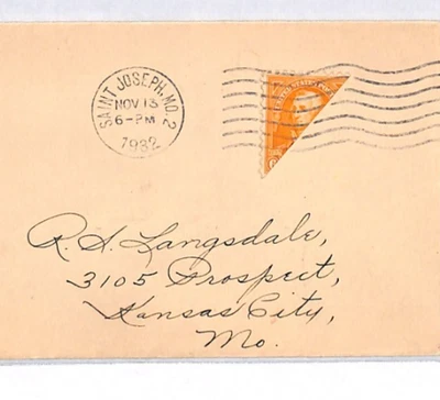USA Cover *BISECT* VARIETY Saint Joseph Missouri 1932 {samwells-covers}YH431 - Image 1 of 4