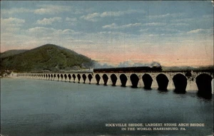 Harrisburg Pennsylvania Rockville Bridge puesta del sol c1910 postal de colección sin usar - Imagen 1 de 2