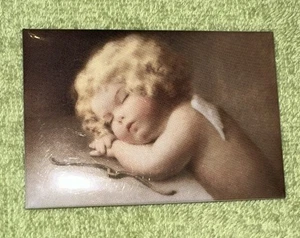 Vintage Refrigerator Magnet Cherub Angel Sleeping  USA Made - Picture 1 of 4
