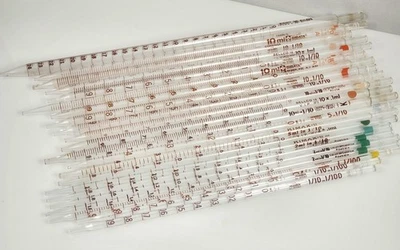 Lote de (22) pipetas serológicas volumétricas de vidrio Corning Pyrex Kimax mixtas de colección Foto 1 de 4