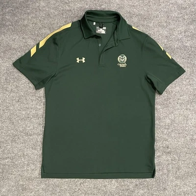 Colorado State Rams Polo Shirt Mens Large Green Gold Under Armour NCAA HeatGear - Image 1 of 4