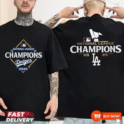 Los Angeles Dodgers National League Champions 2025 TShirt - Multicolors, S-5XL - Image 1 of 4