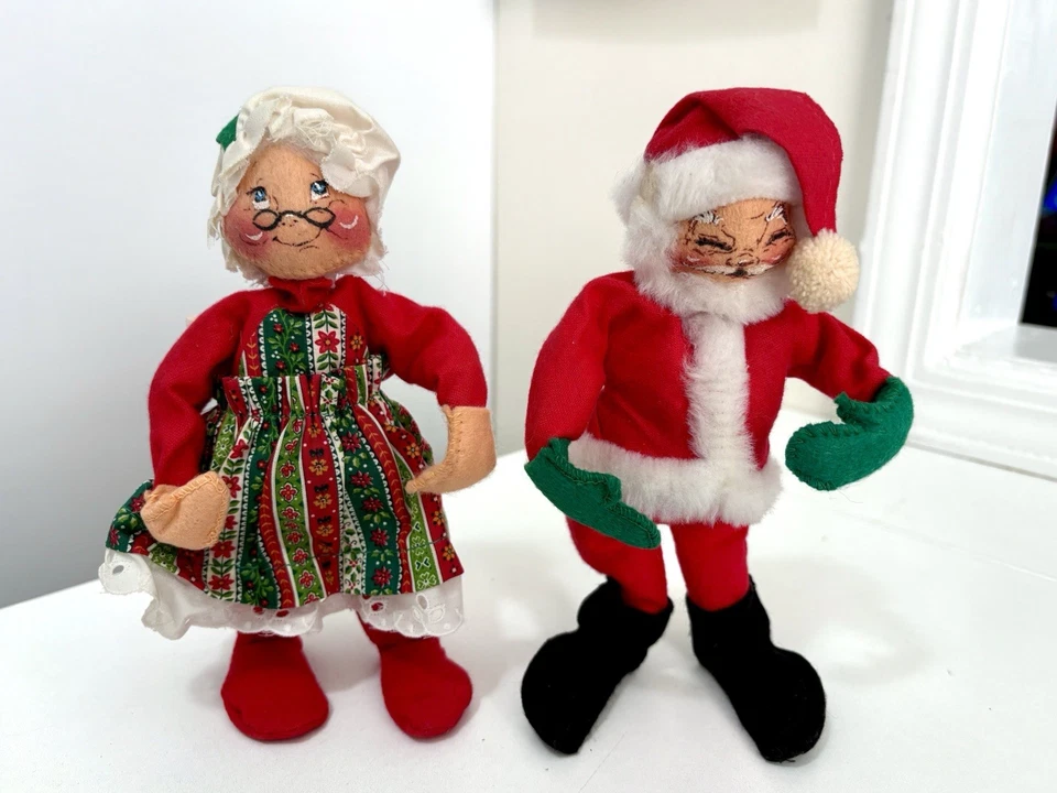 Muñecas Annalee Mobilitee, Mr. & Mrs. Santa Claus 1963 Hechas en EE. UU. Foto 1 de 4
