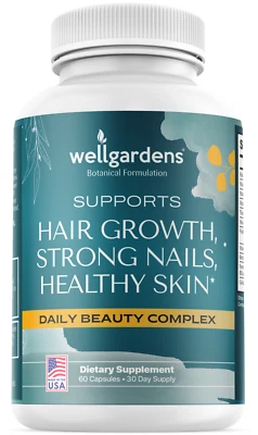 Wellgardens Crecimiento del Cabello, Uñas Más Fuertes, Suplemento de Piel Saludable Vitaminas Foto 1 de 4