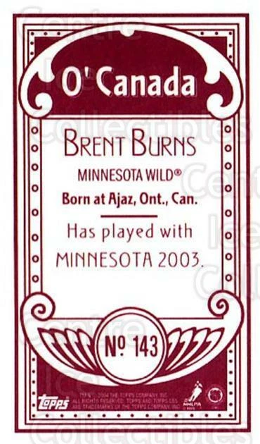 2003-04 Topps C55 Minis O Canada Red #143 Brent Burns - Image 1 of 1