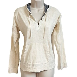 Pulóver top LRL Ralph Lauren manga larga algodón crema con capucha bolsillo mediano - Imagen 1 de 7