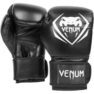 Guantes de boxeo Venum Contender de cuero sintético - negros Foto 1 de 4
