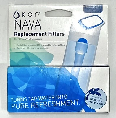 KOR Nava Water Bottle Replacement Filters 2-Pack Model 3121 - NEW Sealed - Image 1 of 4