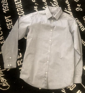 New Youth XL 18-20 VAN HEUSEN FLEX Gray Button DRESS SHIRT Cotton Casual Boys - Picture 1 of 7