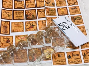 6 GLASS SPELL JARS, 10ML ,WICCA,MAGIC, WITCH, HERBS 6 FREE HERB LABELS!!!!FREE! - Picture 1 of 2