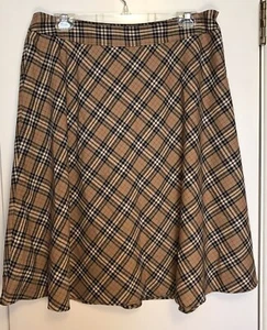 JONESWEAR PETITE Women's size 14P  Brown Plaid Lined Skirt a-line - Picture 1 of 3