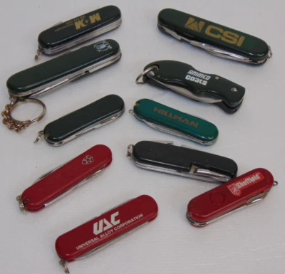 Swiss Army Style Pocket Knives Lot Of 10 Multi Tool Straight Blade Advertising - Image 1 of 4