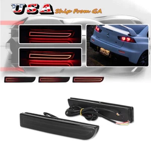 Smoke Lens LED Bumper Reflector For Mitsubishi Lancer Evo Taillight Brake Lights - Picture 1 of 12
