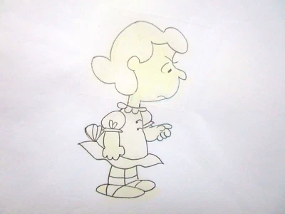 LUCY PEANUTS Charles Schulz ORIGINAL PRODUCTION cel DRAWING snoopy comic art - Image 1 of 2