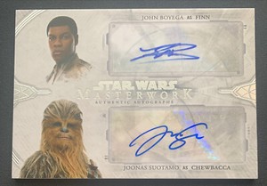 2018 Star Wars Masterwork Dual Auto John Boyega Finn & Chewbacca Joonas #/50