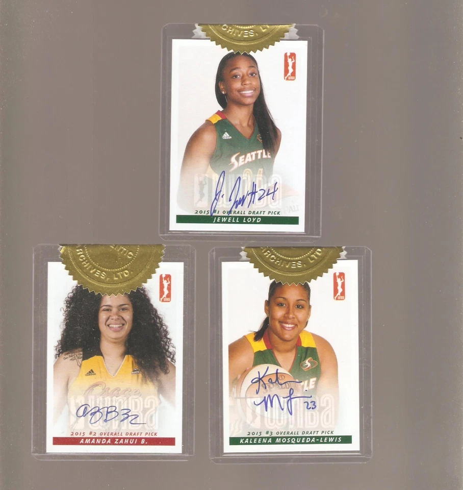 jewell loyd 2015 wnba autograph set 3,,,all rookie autos,lewis uconn,loyd notre - Image 1 of 1