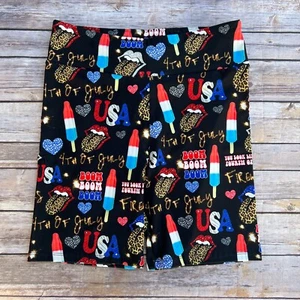 EE. UU. 4 de Julio Fuegos Artificiales Paleta Mujer Pantalones Cortos Leggings OS Talla Única 2-12 - Imagen 1 de 2