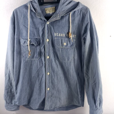 Beams Heart  Hooded Denim  Long Sleeve Shirt Men's Size M - Image 1 of 4