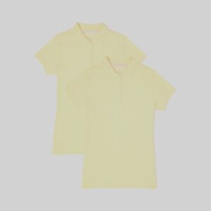 Wonder Nation Girls School Uniform Short Sleeve Interlock Polo Shirt, 2-pk, 6-6X