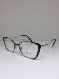 New Miu Miu VMU 51Q Eyeglasses Miu Miu 51QV C. VYD-101 Gold w/ Black 53mm Italy - Picture 1 of 12