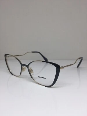 Nuevas gafas Miu Miu VMU 51Q Miu Miu 51QV C. VYD-101 doradas con negras 53 mm Italia Foto 1 de 4