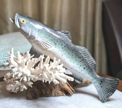 Estatuilla de escultura vintage 1979 de peces de arrecife de coral decoración de oficina en casa madera a la deriva  Foto 1 de 4