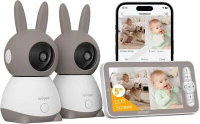 ieGeek 5 Zoll Babyphone mit 2 Kamera 2K PTZ 355° Bewegungserkennung 3000mAh Akku - Bild 1 von 4