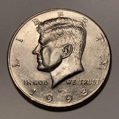 1998P Kennedy Half Dollar  7 O’clock Die Crack Error COIN  #KH-02 - Image 1 of 4