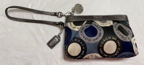 Polso COACH in nylon testa a scatto opt art finiture in pelle argento