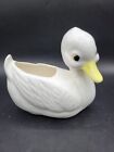 Vintage White Ceramic Duck Duckling Planter