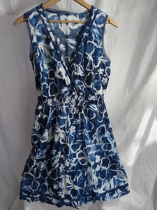 Simply Vera Wang Sleeveless Dress Sz Med Pretty Blue Flowered With Pockets - Picture 1 of 4