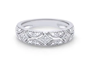 1/20ct Natural Round Diamond Anniversary Wedding Band Ring 925 Sterling Silver - Picture 1 of 8