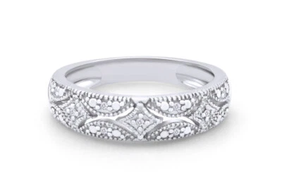 1/20ct Natural Round Diamond Anniversary Wedding Band Ring 925 Sterling Silver - Image 1 of 4