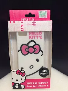 NEW HELLO KITTY SANRIO APPLE IPHONE 5 WHITE PINK SILICONE CASE COVER SKIN - Picture 1 of 3