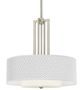 Diamonds Pattern Carey 24" Wide Brushed Nickel 4-Light Chandelier - Picture 1 of 4