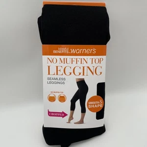 Warner's Damen schwarze nahtlose gerippte Leggings 2X/3X. 360 Glättbund - Bild 1 von 6