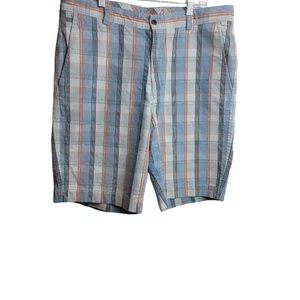Tommy Bahama Shorts Plaid Men's Sz 38 Blue Orange Cotton Silk Lightweight - Picture 1 of 9