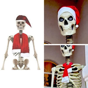 Sciarpa Cappelli Babbo Natale Modello Scheletro Gigante Costume Vestiti Natale - Foto 1 di 10