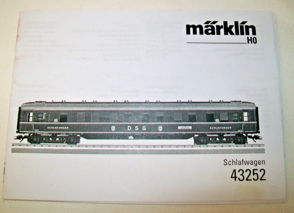 Märklin H0 43252 - Bedienungsanleitung digitaler Schlafwagen - guter Zustand - Bild 1 von 1
