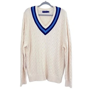NWOT Men's Polo Golf Ralph Lauren Cream Chunky Cable Knit Sweater Preppy XXL - Picture 1 of 8