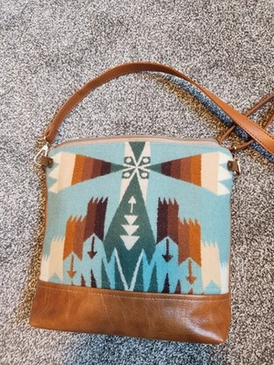 Pendleton Wool Front Crossbody Zipper Faux Leather back And Strap, Back Zipper - Image 1 of 4