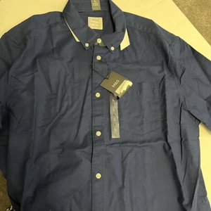 M&S MENS BRIGHT BLUE REGULAR FIT SHORT SLEEVE 100% COTTON SHIRT Size L - Picture 1 of 5