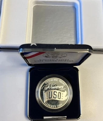 Proof 1991-S USO Anniversary Commemorative Silver Dollar - Image 1 of 4