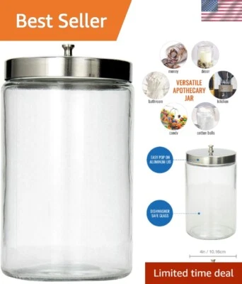 Sleek Decorative Sundry Jar with Wide Mouth Aluminum Lid – Kitchen to Bathroom - Image 1 of 4